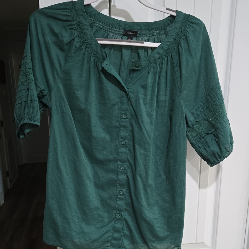 Green Button-Up Blouse